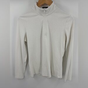 J.McLaughlin white dashing herringbone quarter zip pullover women’s size M